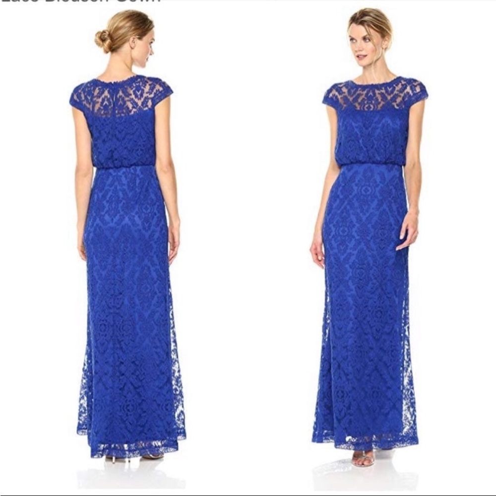 Tadashi Shoji Corded Lace Blouson Gown Navy